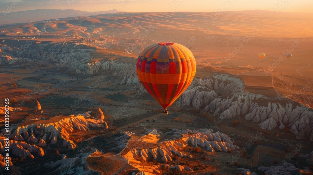 Obraz premium Stunning Hot Air Balloon Ride Over Breathtaking Landscape