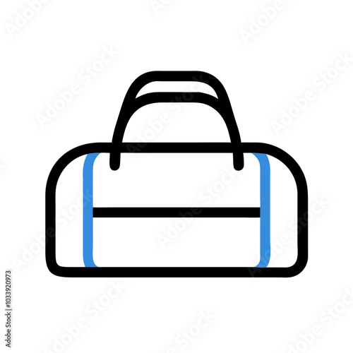 Minimalist Duffel Bag Icon in Black and Blue