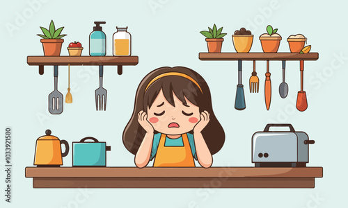  Stressed Woman in Kitchen with Cooking Dilemma