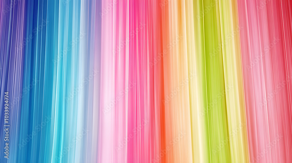 Obraz premium Vibrant abstract color gradient background featuring smooth vertical lines in shades of blue, pink, green, and yellow. This dynamic composition evokes sense of energy and creativity