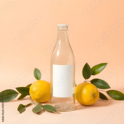 bottle of oil with lemon