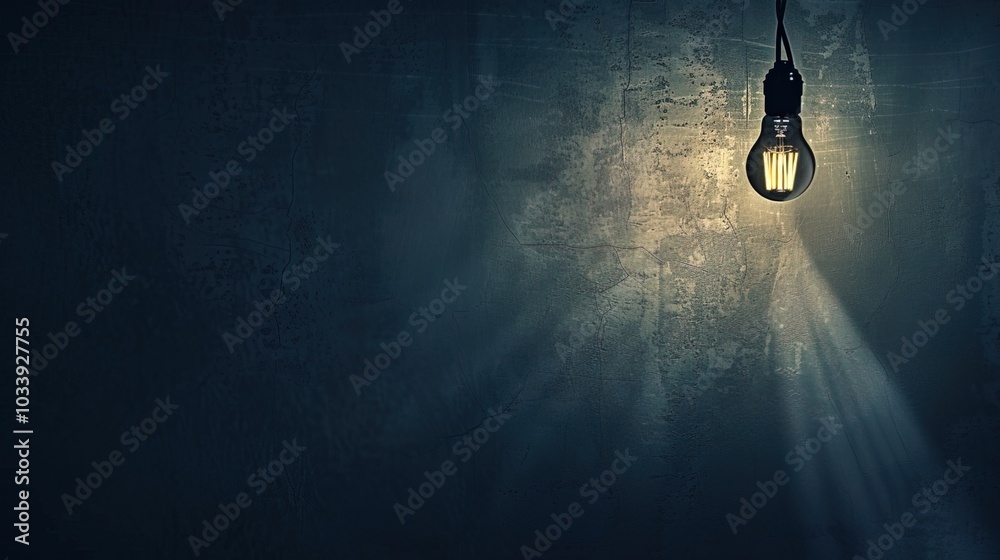 Dark empty room with single flickering light bulb casting long shadows, emphasizing absence of power and eerie atmosphere, minimalist setting with focus on light bulb's glow. Dark empty room with single flickering light bulb casting long shadows, emphasizing absence of power and eerie atmosphere, minimalist setting with focus on light bulb's glow.