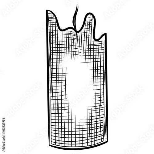 High detailed candle drawing, ink and pen style drawing of candle hand drawn vector illustration on white background