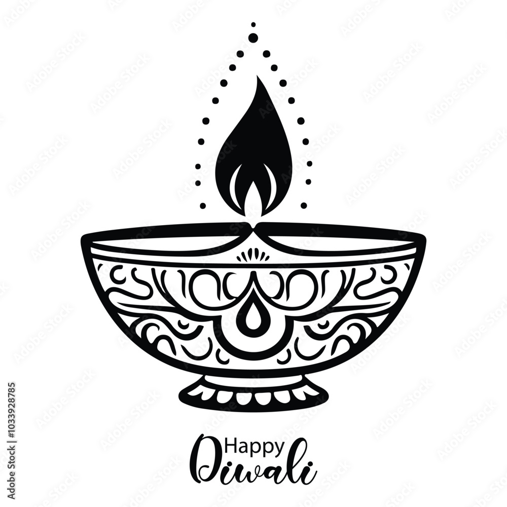 Happy Diwali lamp silhouette vector illustration Happy Diwali lamp silhouette vector illustration