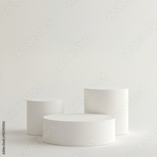 Minimalist 3D Geometric Cylinder Podium for Product Display and Presentation