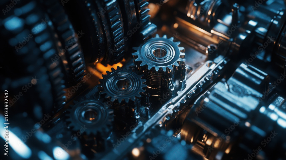 A close-up of intricate metallic gears showcasing mechanical engineering and design. A close-up of intricate metallic gears showcasing mechanical engineering and design.