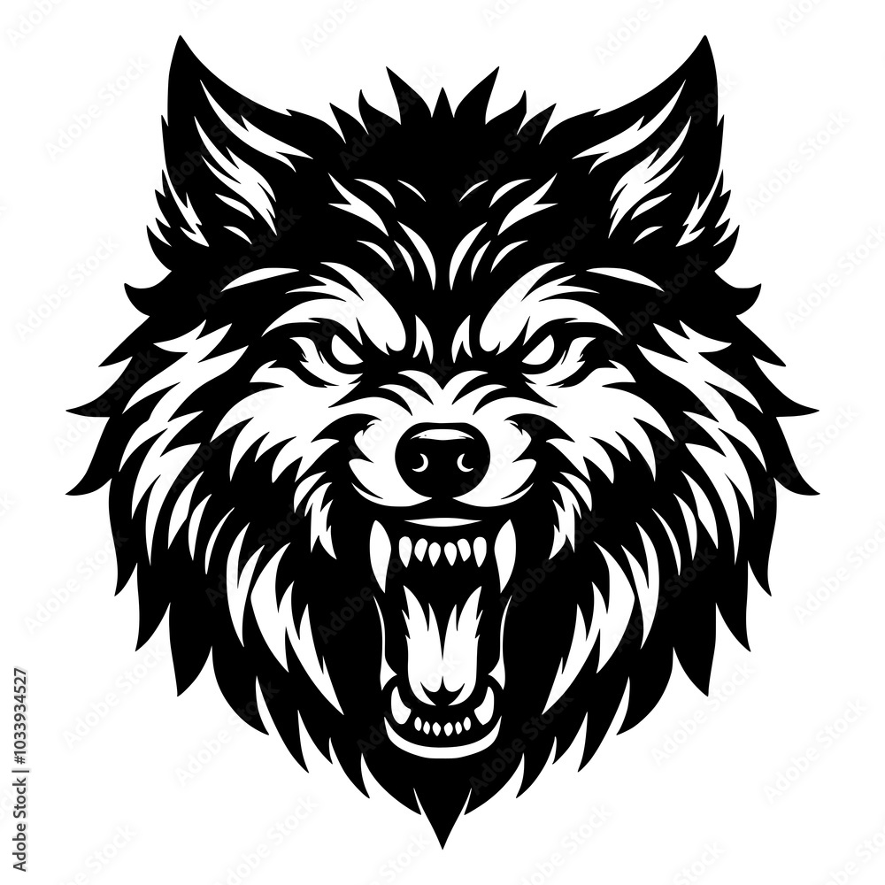 Obraz premium Angry wolf head silhouette vector 