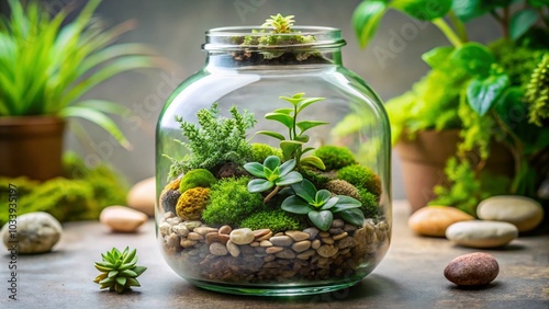 Beautiful Terrarium in Glass Jar with Lush Green Plants for Home Decor Inspiration