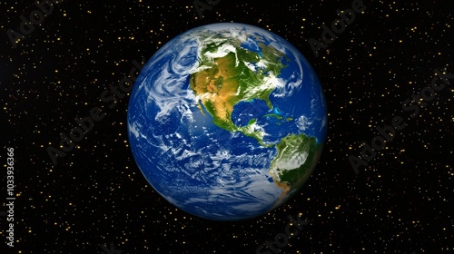 Planet Earth with a cosmic star-filled backdrop. ideal for science, space, and global awareness concepts