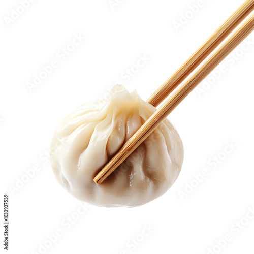 Wallpaper Mural Delicious dumpling held with chopsticks showcasing a delicate skin filled with savory ingredients, perfect for culinary delights. Torontodigital.ca