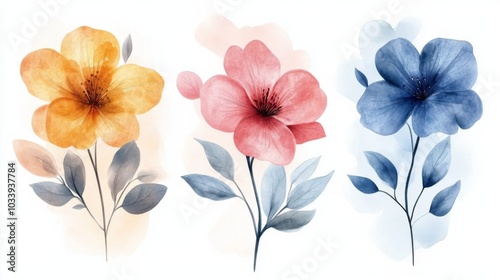 Watercolor Floral Trio