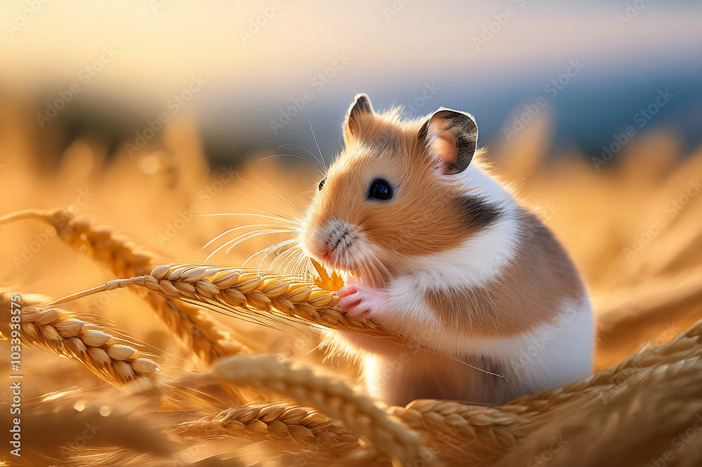 Ein Hamster mit einer Kornähre