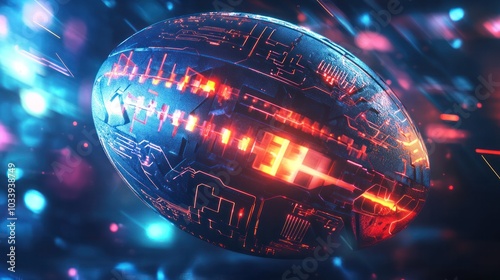 futuristic rugby ball designed with a sleek, aerodynamic shape