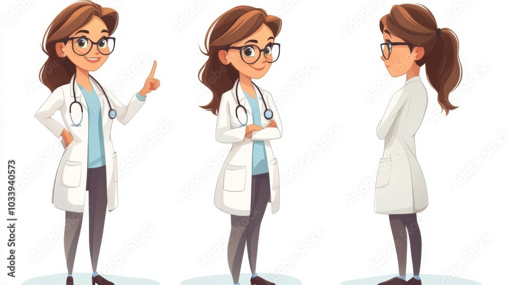 Cartoon Female Doctor Character Illustration Cartoon Female Doctor Character Illustration