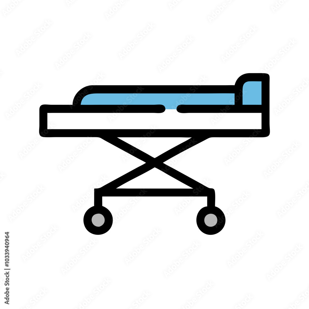 Medical Stretcher Icon in Black and Blue for Emergency and Healthcare Services Medical Stretcher Icon in Black and Blue for Emergency and Healthcare Services