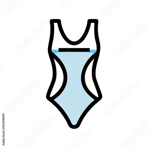 One-Piece Swimsuit Icon in Black and Blue for Beach and Pool Activities