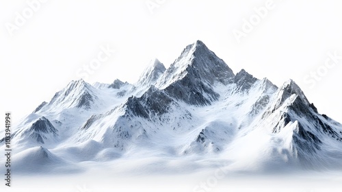 Snowy mountains Isolate on white background 3d illustration. 