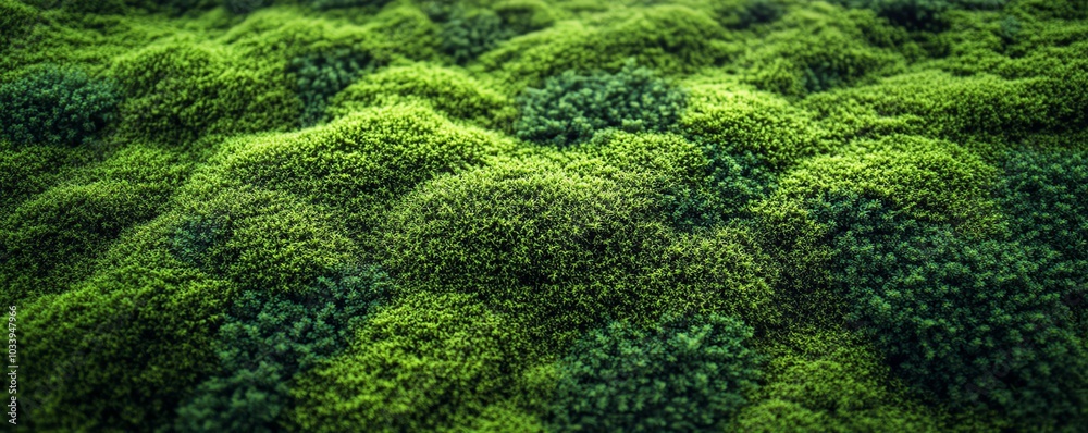 Closeup aerial shot of a verdant moss landscape, capturing the lush greenery and unique textures of the forest floor in a tranquil setting Closeup aerial shot of a verdant moss landscape, capturing the lush greenery and unique textures of the forest floor in a tranquil setting