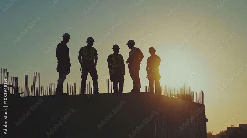 Construction Workers at Sunset Construction Workers at Sunset