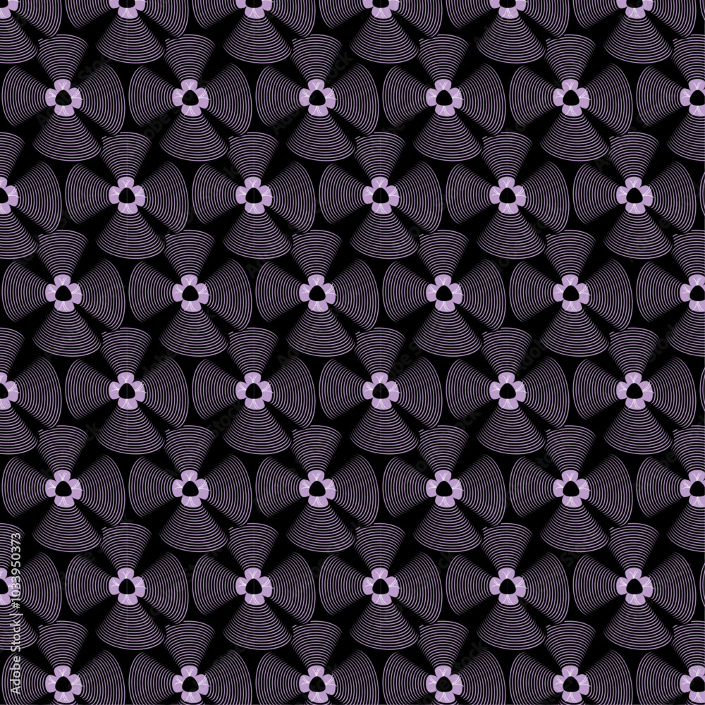 Fototapeta premium Pattern of abstract flowers, petals, purple background, wrapping paper.