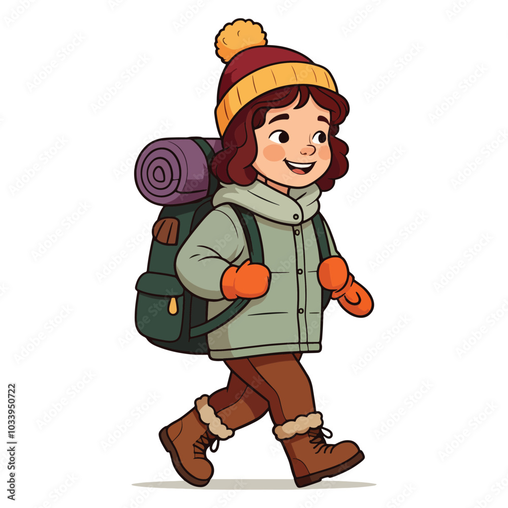 Cute Backpacker Prepared for Cold Weather Adventure Cute Backpacker Prepared for Cold Weather Adventure