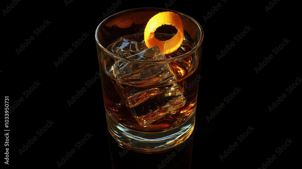 Old Fashioned Cocktail with Orange Twist Old Fashioned Cocktail with Orange Twist