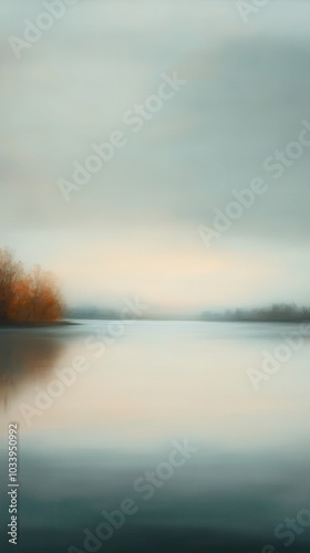 Tranquil Lake in Morning Mist