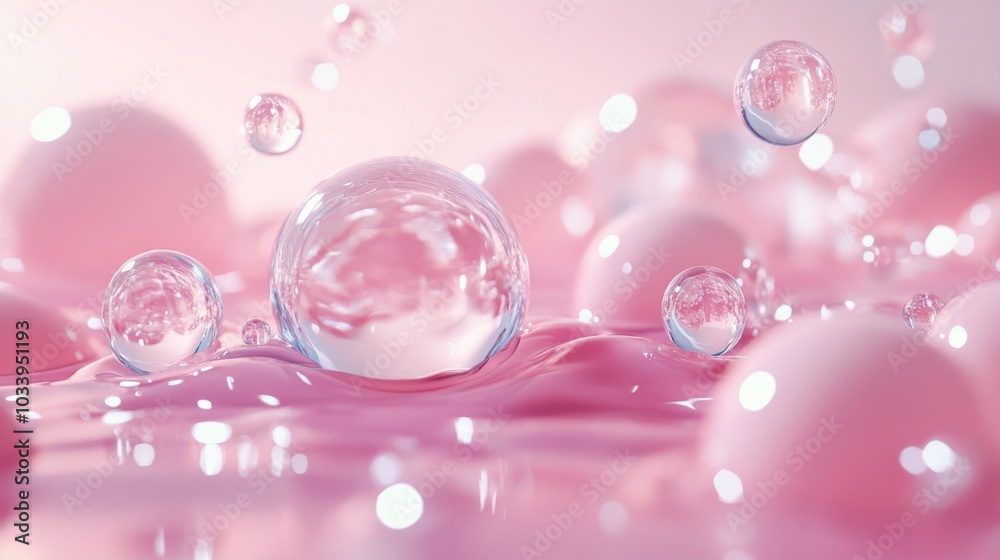 Pink Liquid Splash with Bubbles Pink Liquid Splash with Bubbles