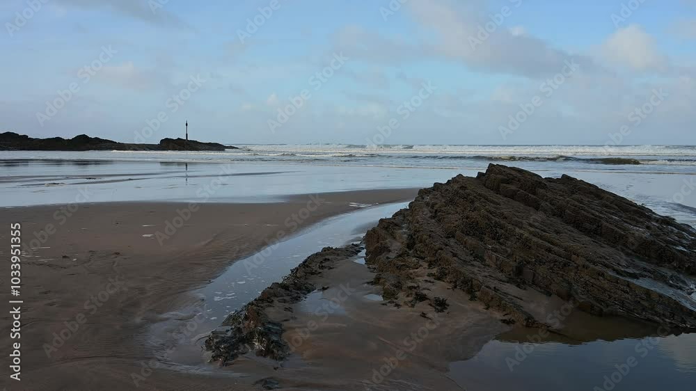Low tide in October at Bude beach Cornwall Low tide in October at Bude beach Cornwall