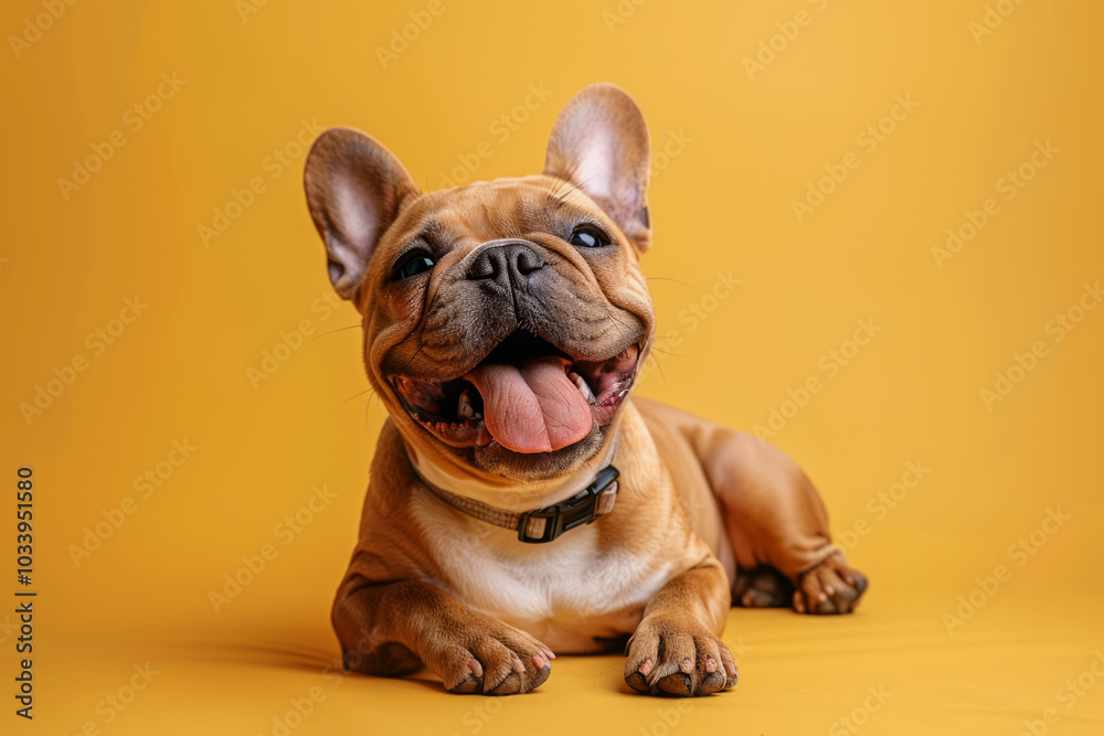 Cute dog on yellow background. Cute dog on yellow background.