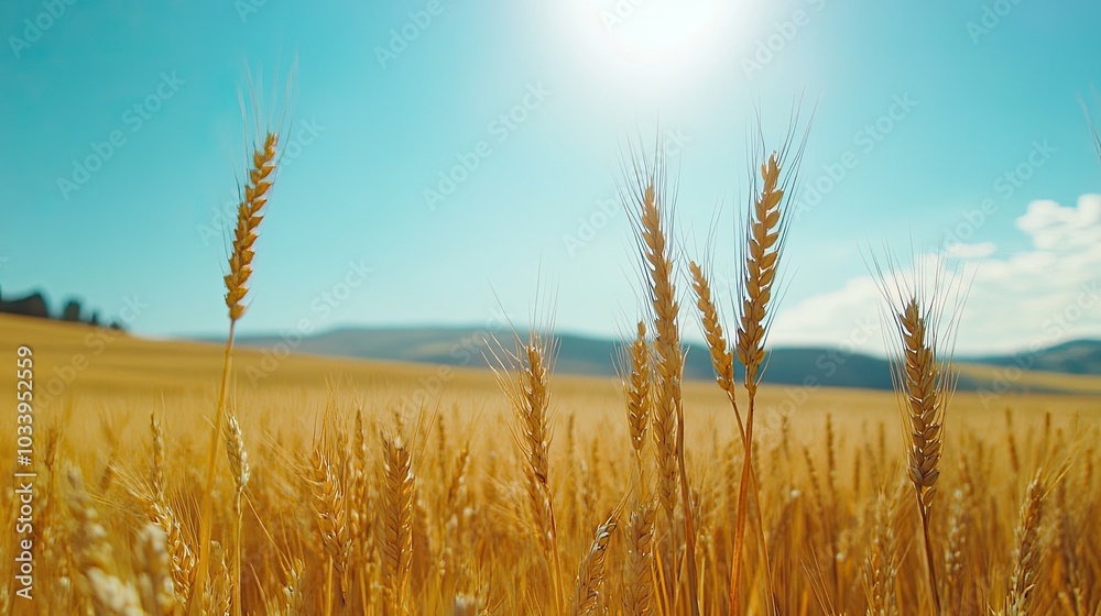 Naklejka premium Beautiful Wheat Field, Generative AI