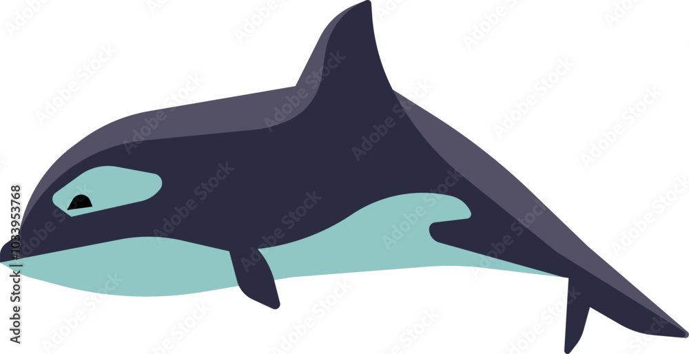 Fototapeta premium Orca color icon. Marine water animal swimming