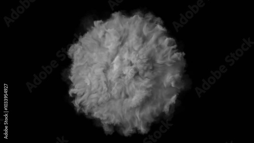 Dry Ice Steam Smoke Pouring  Seamless Loop on black background. 3d rendered with alpha channel.