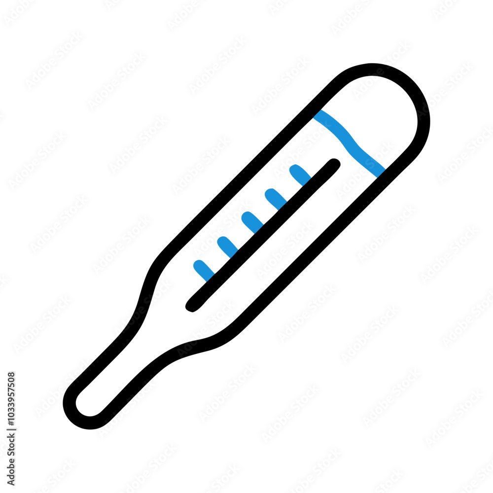 Minimalist thermometer icon in black and blue for temperature measurement Minimalist thermometer icon in black and blue for temperature measurement