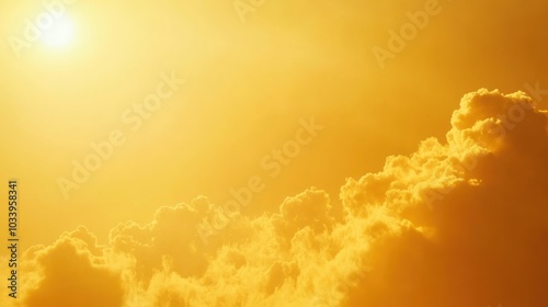 Golden Sky with Puffy Clouds