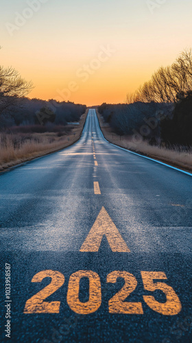 Road to 2025 with an empty highway with 