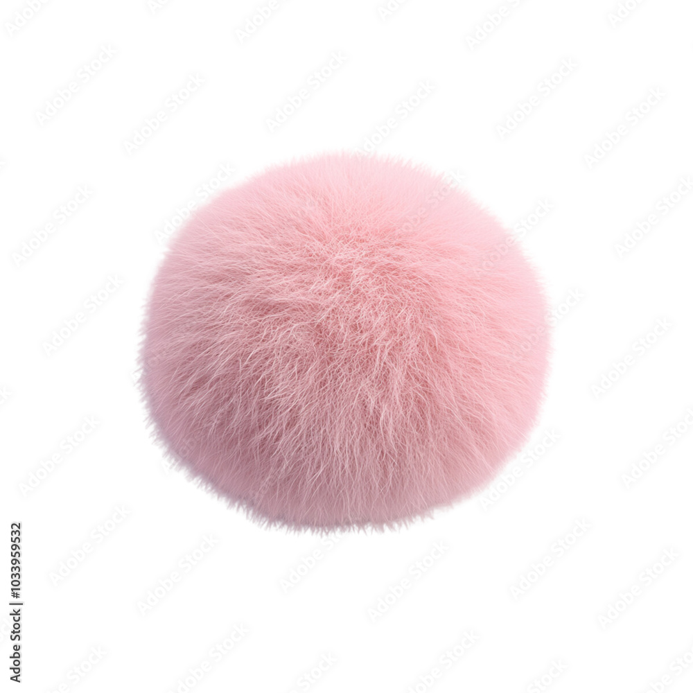 Fluffy pink ball floating on a white background Fluffy pink ball floating on a white background