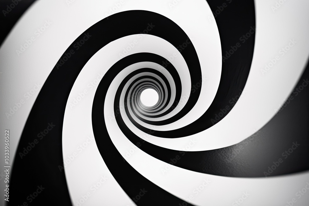 Fototapeta premium Black and white spiral design with dynamic movement, abstract art element.