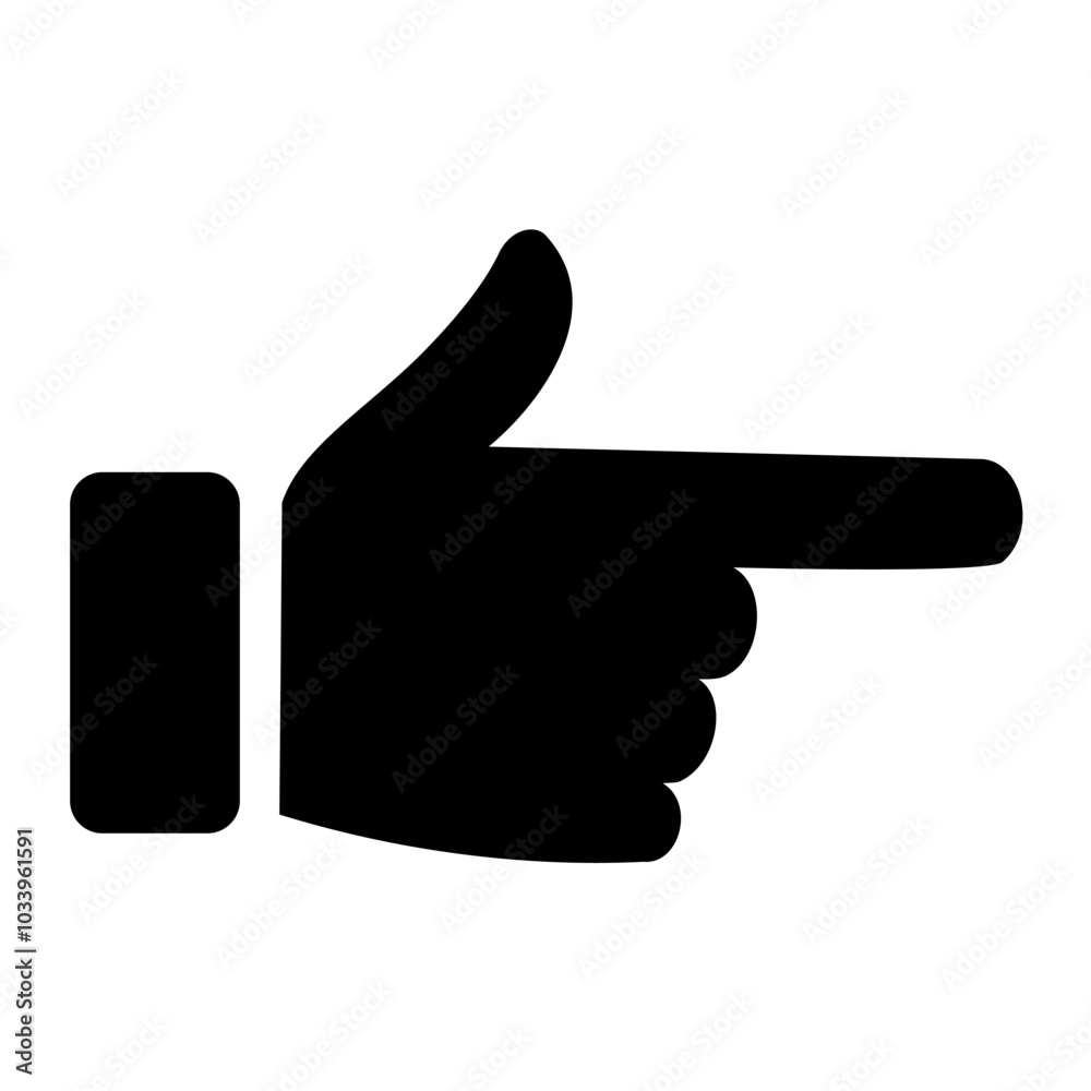 Hand pointing finger silhouette. Vector image