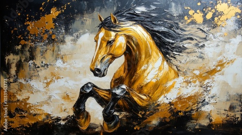 Golden Horse in Abstract Art photo