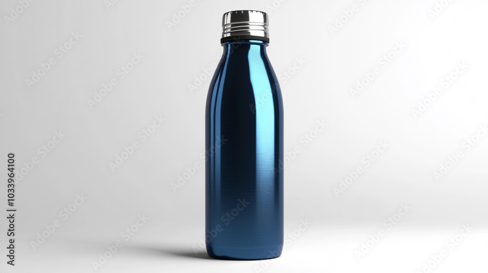Blue Metal Water Bottle with Silver Cap Reusable Sustainable Eco Friendly Blue Metal Water Bottle with Silver Cap Reusable Sustainable Eco Friendly
