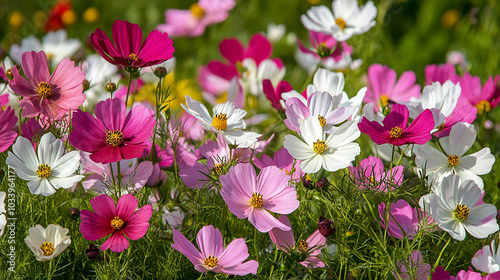 Cosmos Flowers in Full Bloom