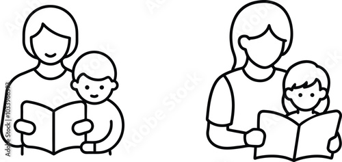 Mother and Child Reading Book Together