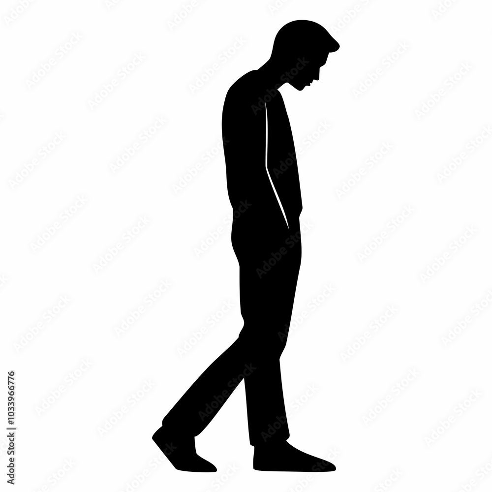 Fototapeta premium Lonely Man silhouette. Flat image