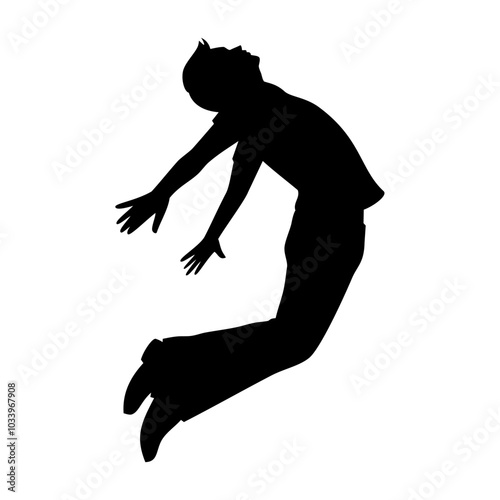 Flying man silhouette. Vector image.