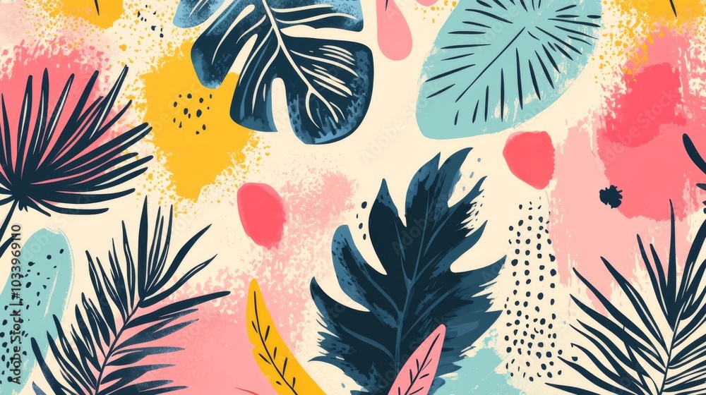 Abstract Tropical Leaves Pattern Abstract Tropical Leaves Pattern