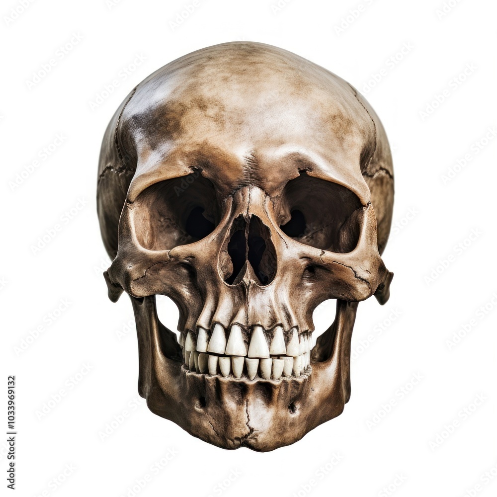 Fototapeta premium Skull white background anthropology sculpture.