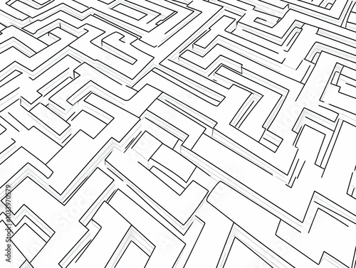 Seamless Pattern of Flat White Labyrinth Outline Tiles: A Journey Through Simple Designs Representing Mental Wellness in Janeiro Branco