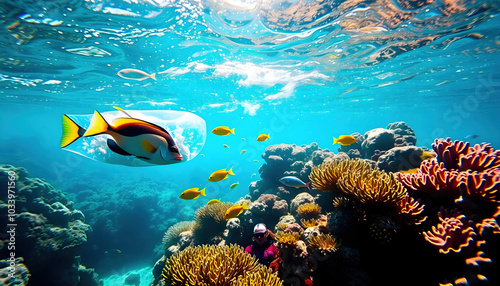 The vibrant and exciting world of snorkeling, featuring colorful coral reefs, diverse marine life, and crystal-clear waters, offering an unforgettable underwater adventure.