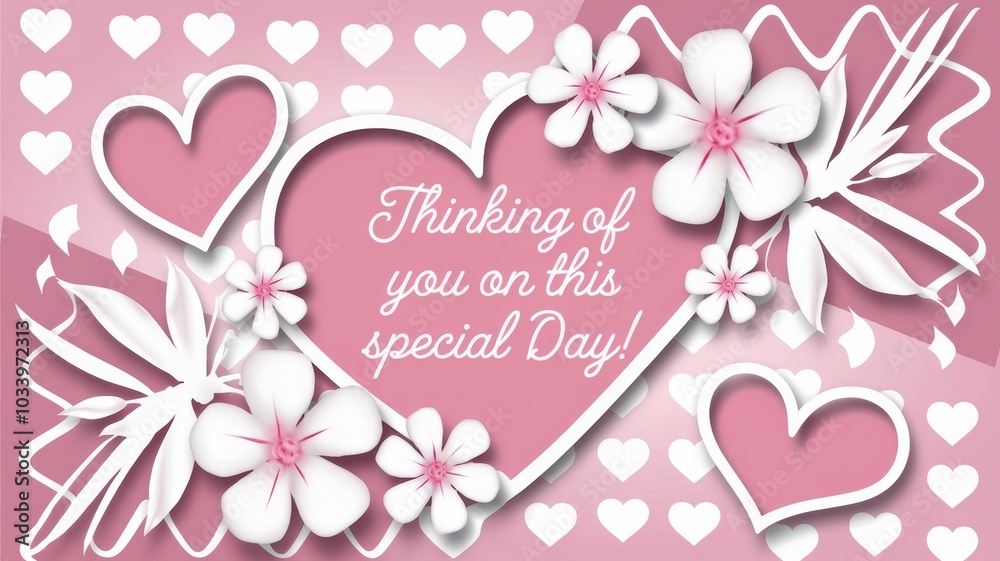 Romantic Pink Card Design with Hearts and Flowers: Perfect for Special Occasions and Celebrations Romantic Pink Card Design with Hearts and Flowers: Perfect for Special Occasions and Celebrations